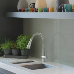 Caple Spiro Single Lever Mono Pull Out Spray Tap - Stainless Steel