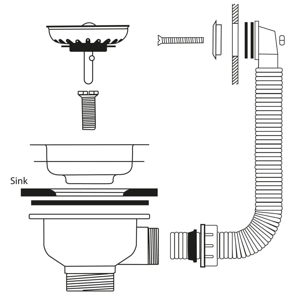 Caple Stainless Steel Square Overflow Waste Kit