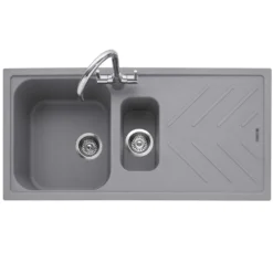 Caple Veis 1.5 Bowl Granite Composite Kitchen Sink & Waste Kit with Reversible Drainer - 1000 x 500mm