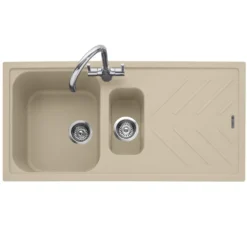 Caple Veis 1.5 Bowl Granite Composite Kitchen Sink & Waste Kit with Reversible Drainer - 1000 x 500mm