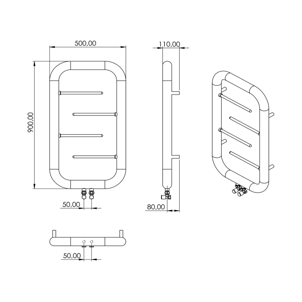 Carisa Aren Ladder Stainless Steel Designer Heated Towel Rail