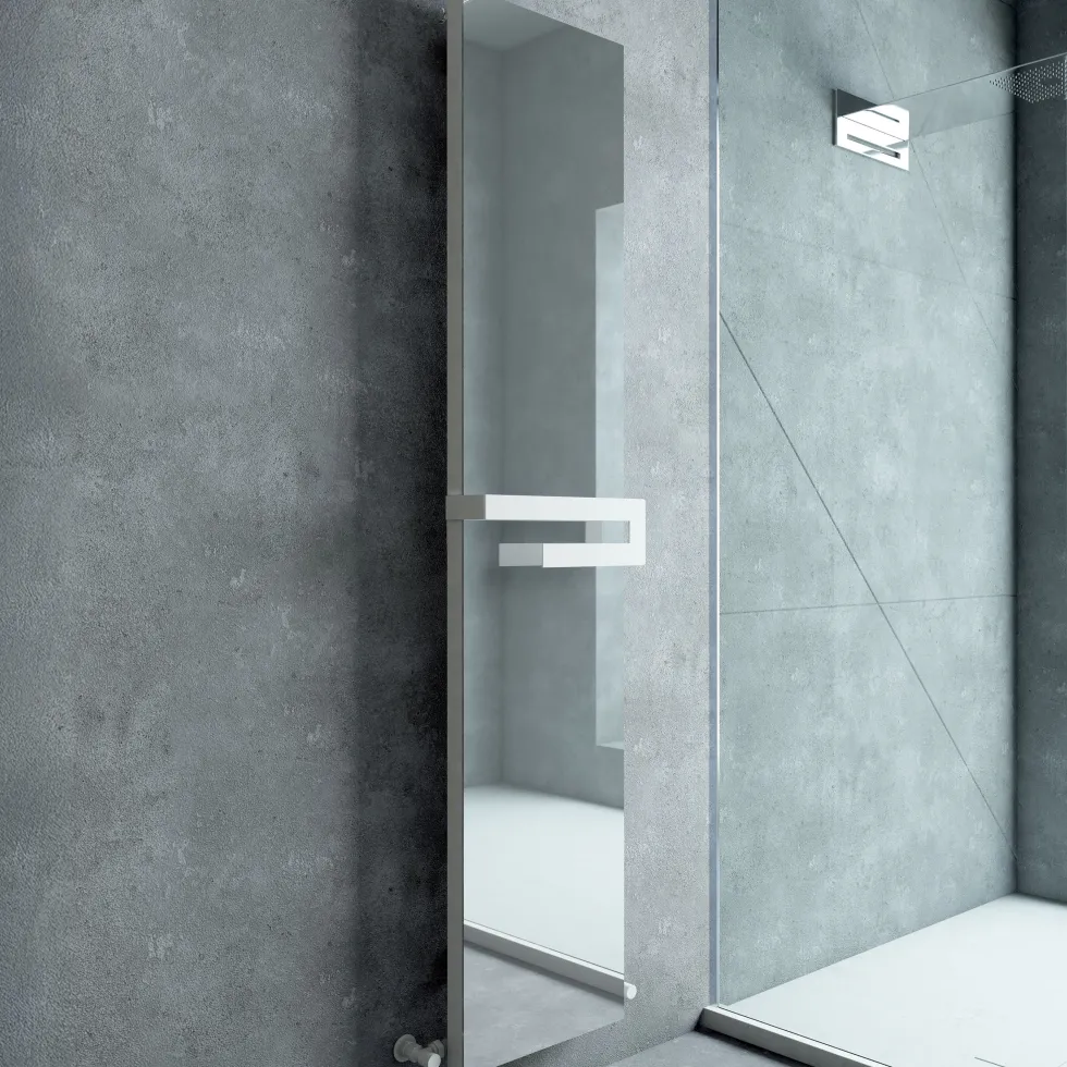 Carisa Elvino Mirrored Aluminium Radiator with Integrated Towel Rail - 1800 x 370mm