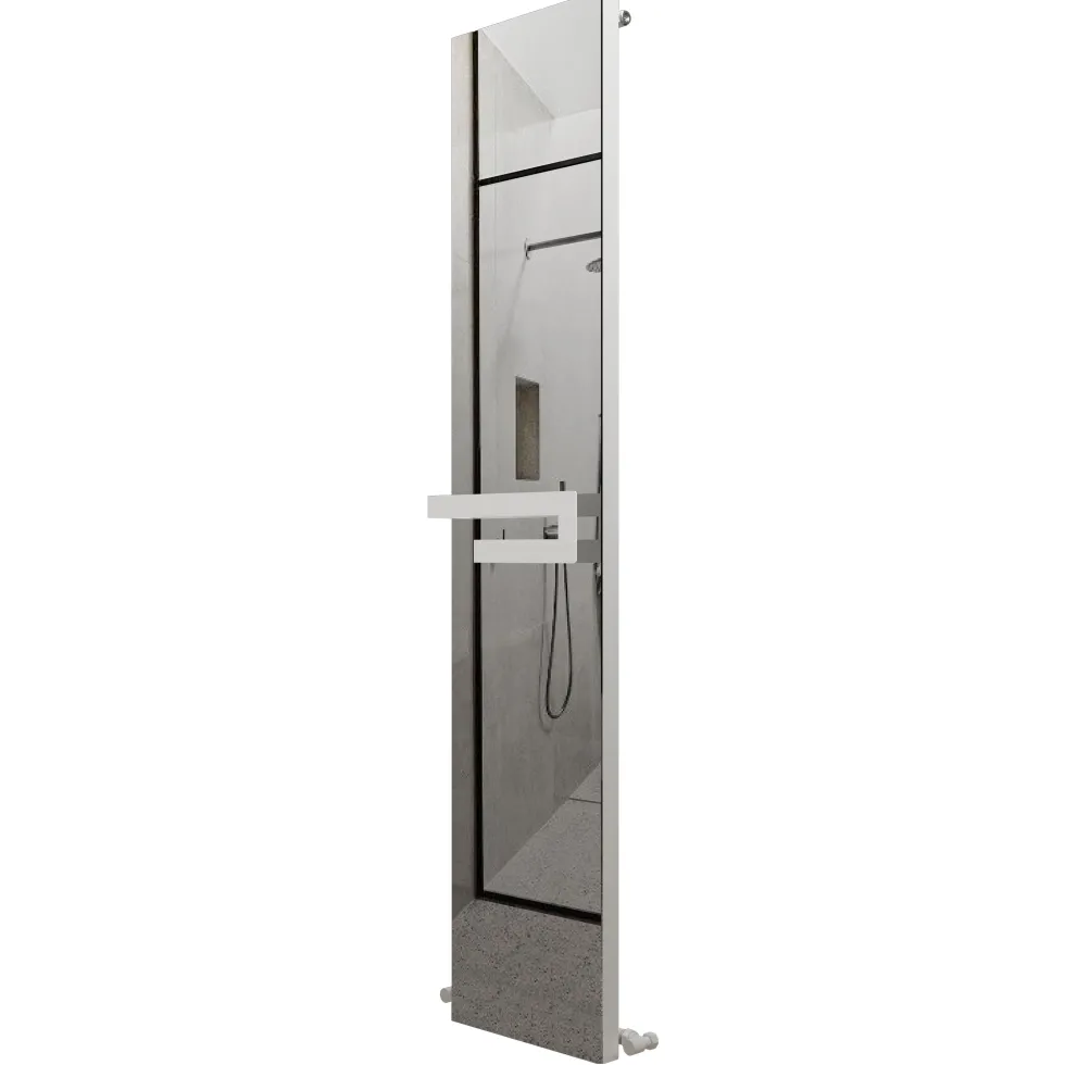 Carisa Elvino Mirrored Aluminium Radiator with Integrated Towel Rail - 1800 x 370mm