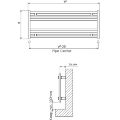Carisa Fame Horizontal Ladder Aluminium Designer Heated Towel Rail - 400 x 1000mm