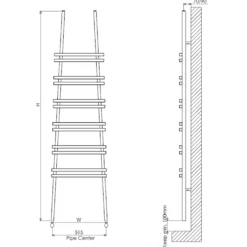 Carisa Jacobs Wall Mounted Ladder Aluminium Heated Towel Rail - 2000 x 535mm