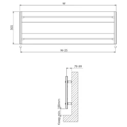 Carisa Mack Bath Horizontal Aluminium Heated Towel Rail - 505 x 1500mm