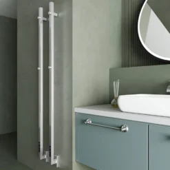 Carisa Maxim Stainless Steel Single Square Electric Heated Towel Bar