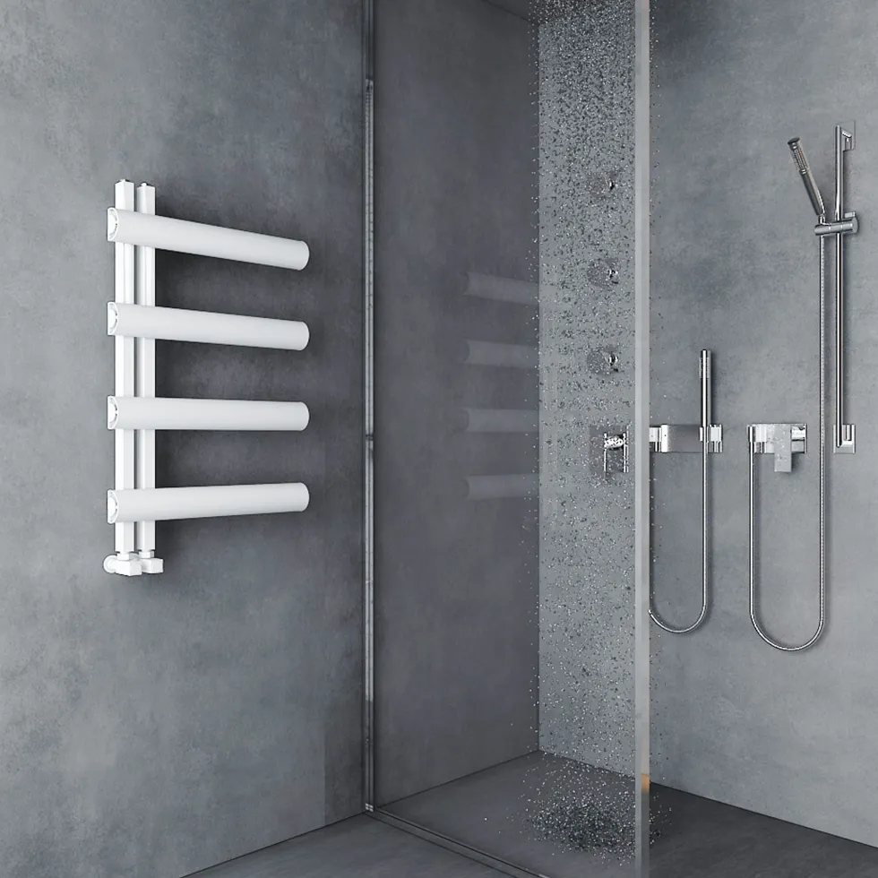 Carisa Moon L Offset Aluminium Heated Towel Rail