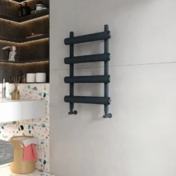 Carisa Moon Oval Panel Ladder Vertical Aluminium Heated Towel Rail