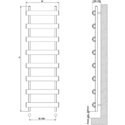 Carisa Moon Oval Panel Ladder Vertical Aluminium Heated Towel Rail