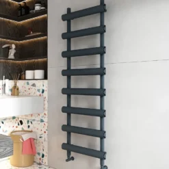 Carisa Moon Oval Panel Ladder Vertical Aluminium Heated Towel Rail
