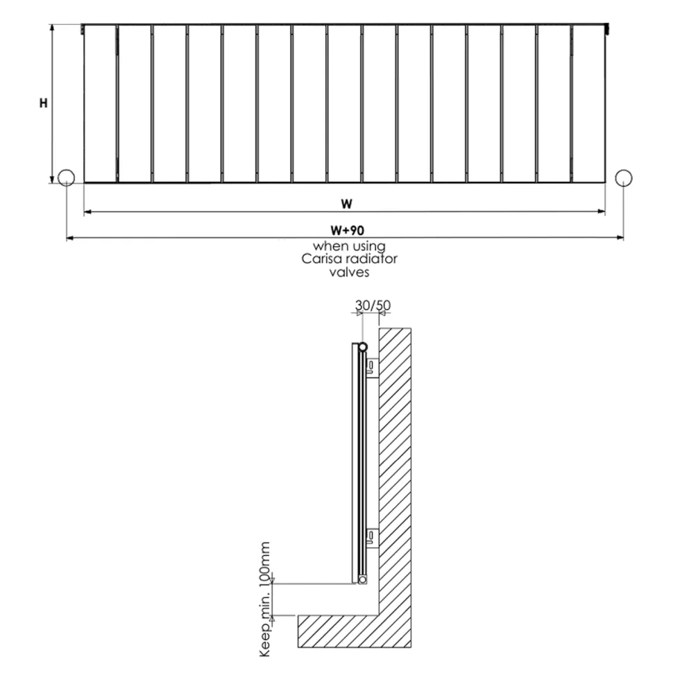 Carisa Nemo Single Panel Horizontal Aluminium Radiator
