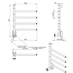 Carisa Neo Stainless Steel Swivel Bar Electric Heated Towel Rail