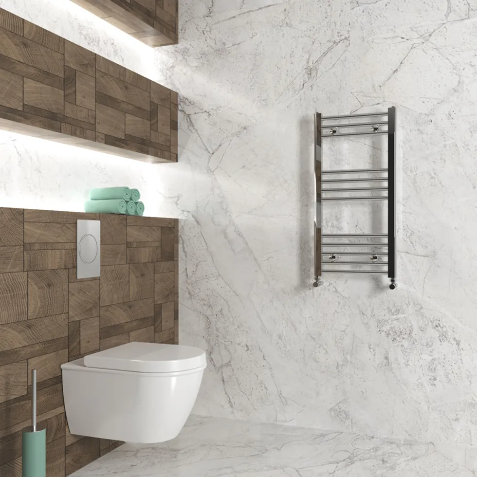 Carisa Nile Flat Vertical Steel Ladder Heated Towel Rail