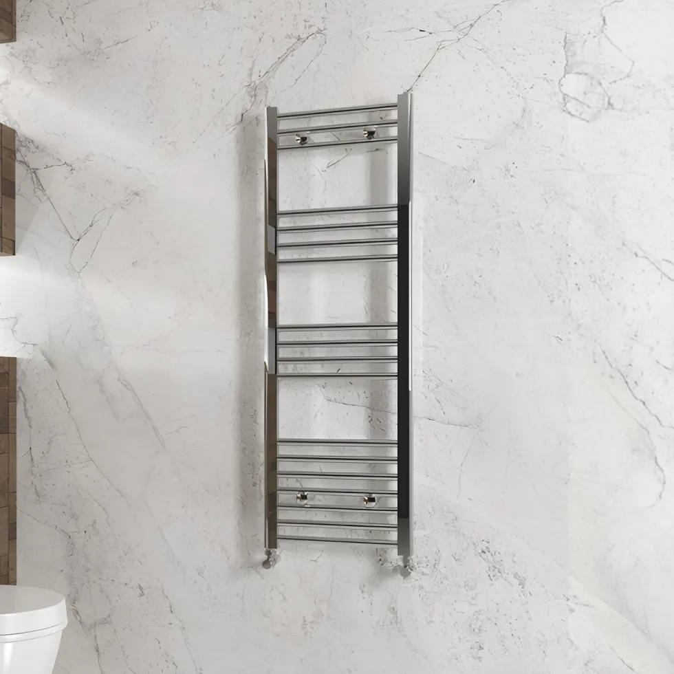 Carisa Nile Flat Vertical Steel Ladder Heated Towel Rail