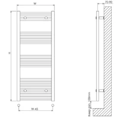 Carisa Nile Flat Vertical Steel Ladder Heated Towel Rail