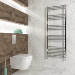 Carisa Nile Flat Vertical Steel Ladder Heated Towel Rail