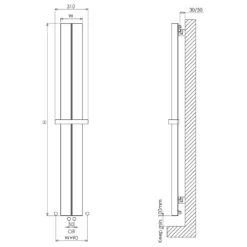 Carisa Nixie Bath Designer Aluminium Vertical Radiator & Towel Rail