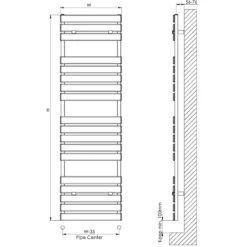 Carisa Plata Bath Flat Panel Aluminium Heated Towel Rail