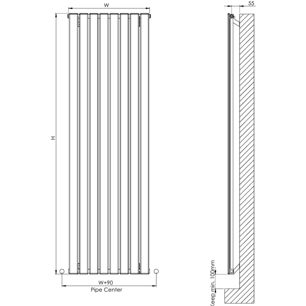 Carisa Plata Single Panel Vertical Aluminium Radiator