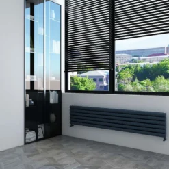Carisa Tallis XL Oval Double Panel Horizontal Aluminium Radiator
