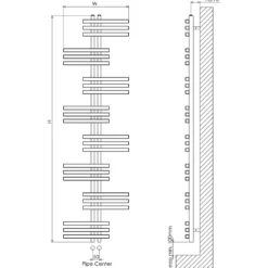 Carisa Unico Offset Aluminium Designer Heated Towel Rail