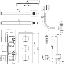 Carter Concealed Shower Valve, Fixed Shower Head, Handset & Overflow Bath Filler