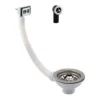 Chrome Basket Strainer Kitchen Sink Waste, Overflow Pipework & Overflow Cover