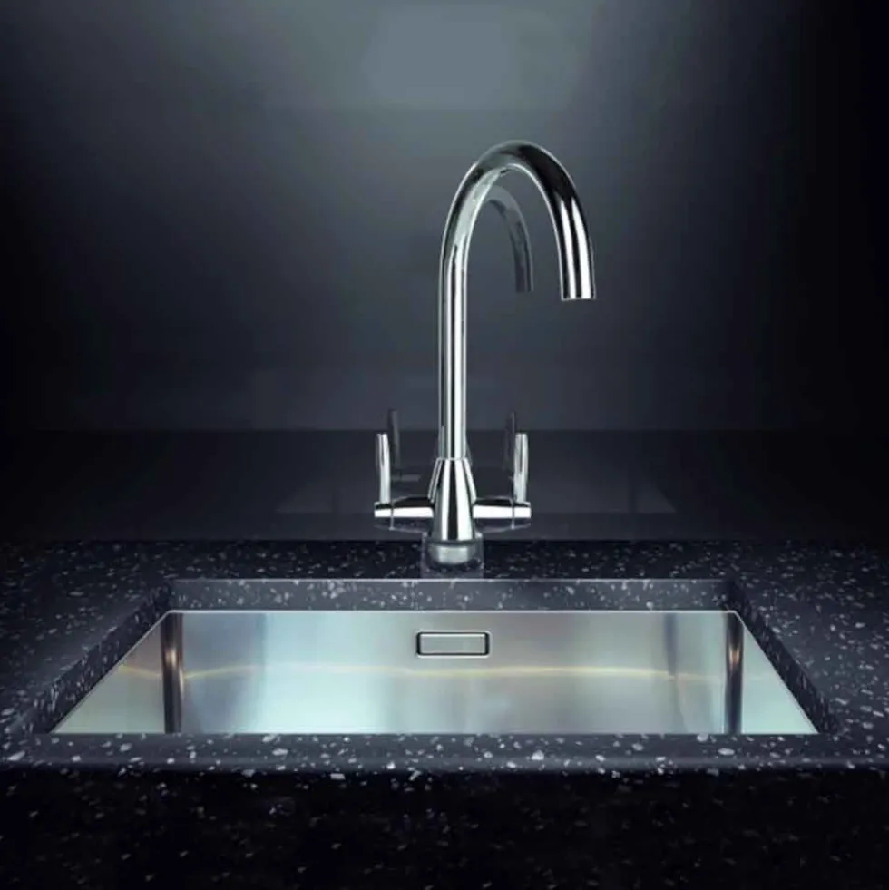 Clearwater Alzira Twin Lever Mono Kitchen Mixer with Swivel Spout