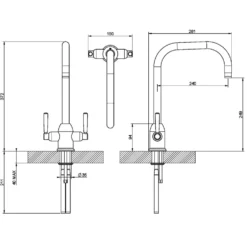 Clearwater Camillo Twin Lever Mono Sink Mixer with Swivel Spout