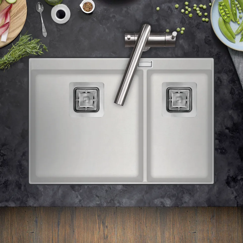 Clearwater Capri 1.75 Bowl Granite Composite Inset/Undermount Kitchen Sink - 650 x 455mm