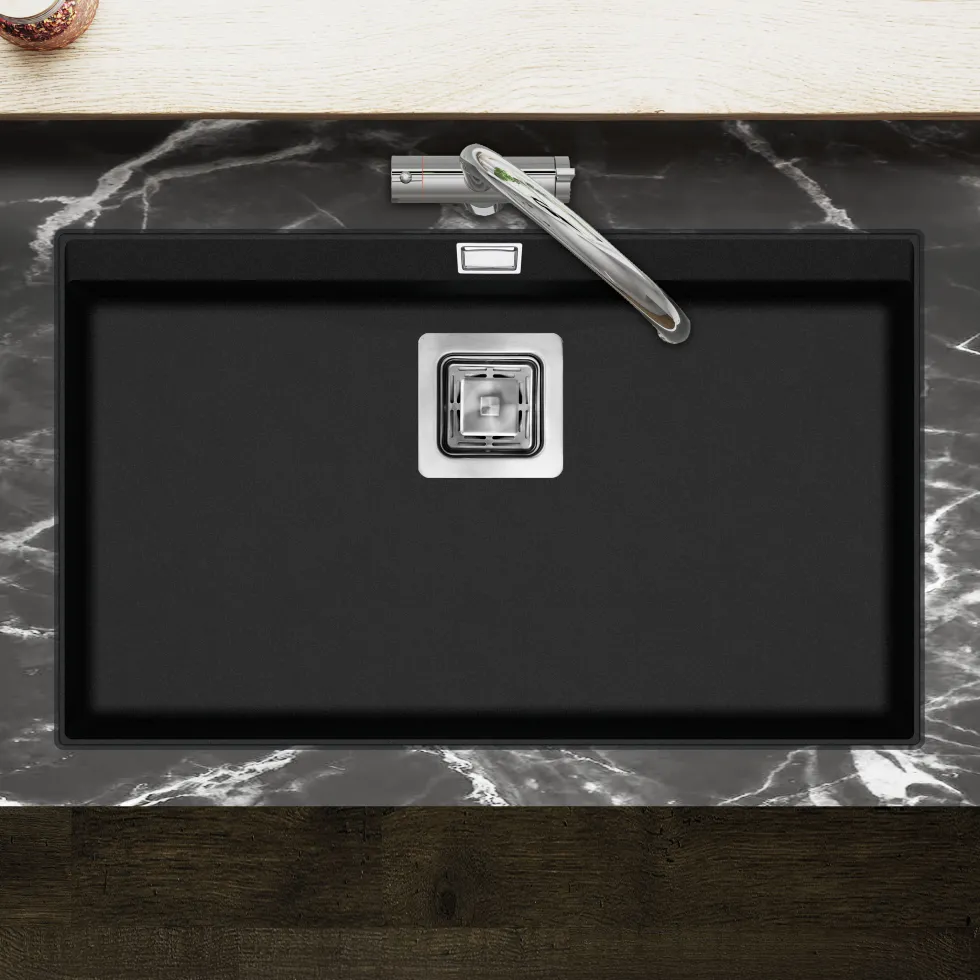 Clearwater Capri 1 Bowl Granite Composite Inset/Undermount Kitchen Sink - 740 x 455mm