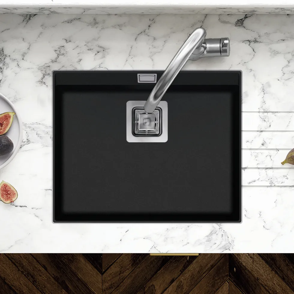 Clearwater Capri 1 Bowl Granite Composite Inset/Undermount Kitchen Sink - 505 x 405mm