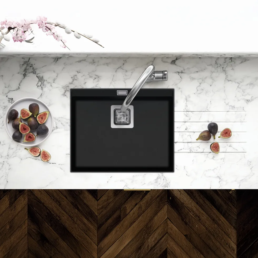 Clearwater Capri 1 Bowl Granite Composite Inset/Undermount Kitchen Sink - 505 x 405mm