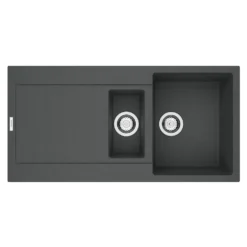 Clearwater Carina 1.5 Bowl Granite Composite Sink & Waste with Reversible Drainer - 1000 x 500mm