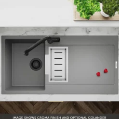 Clearwater Carina 1.5 Bowl Granite Composite Sink & Waste with Reversible Drainer - 1000 x 500mm