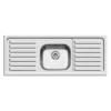 Clearwater Contract Inset Single Bowl Stainless Steel Sink with 1 Tap Hole & Double Drainer - 1310 x 510mm
