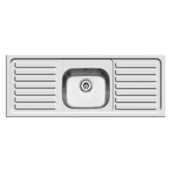 Clearwater Contract Inset Single Bowl Stainless Steel Sink with 1 Tap Hole & Double Drainer - 1310 x 510mm