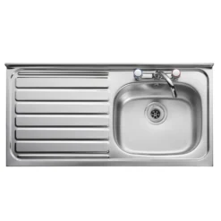 Clearwater Contract Lay-on Single Bowl Stainless Steel Sink with 2 Tap Holes & Square Front - 1000 x 500mm