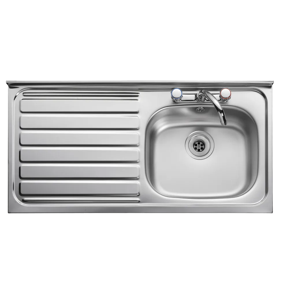 Clearwater Contract Lay-on Single Bowl Stainless Steel Sink with 2 Tap Holes & Square Front - 1000 x 500mm