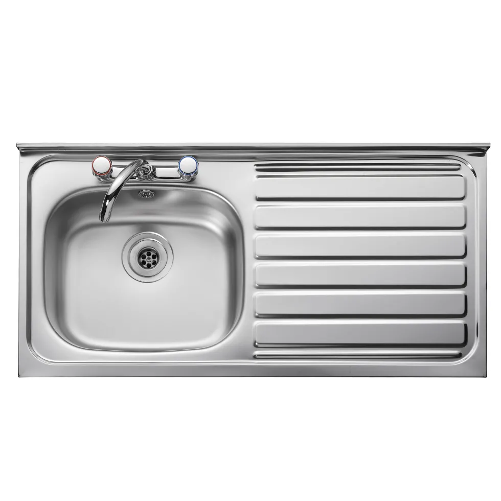 Clearwater Contract Lay-on Single Bowl Stainless Steel Sink with 2 Tap Holes & Square Front - 1000 x 500mm