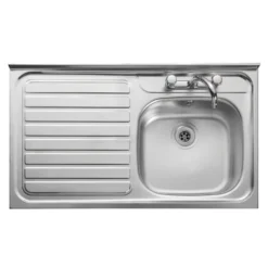Clearwater Contract Lay-on Single Bowl Stainless Steel Sink with 2 Tap Holes & Square Front - 1000 x 600mm