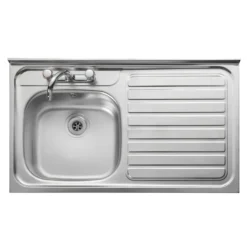 Clearwater Contract Lay-on Single Bowl Stainless Steel Sink with 2 Tap Holes & Square Front - 1000 x 600mm