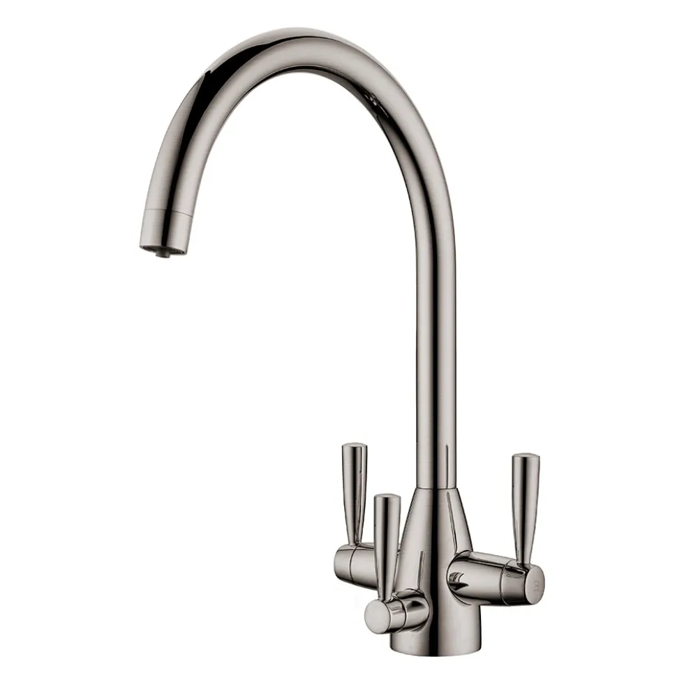 Clearwater Eclipse Triple Lever Mono Kitchen Mixer and Cold Filtered Water Tap - Brushed Nickel