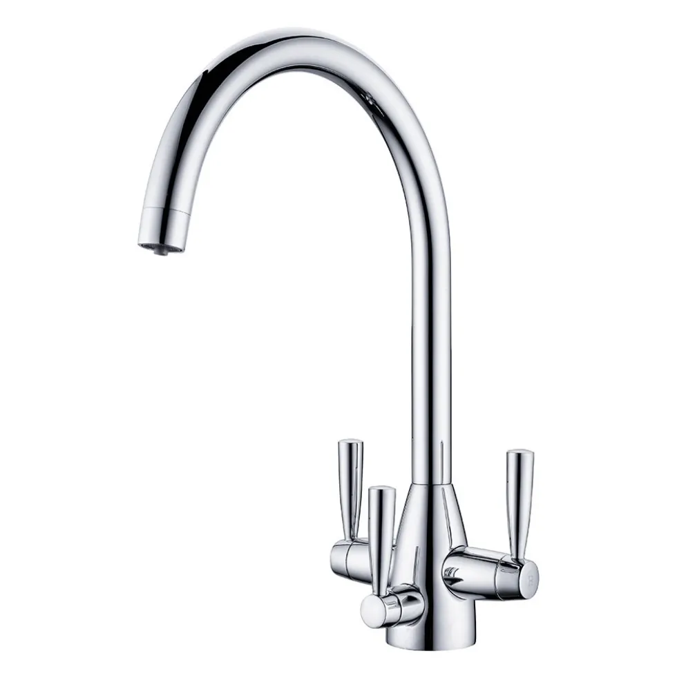 Clearwater Eclipse Triple Lever Mono Kitchen Mixer and Cold Filtered Water Tap - Polished Chrome
