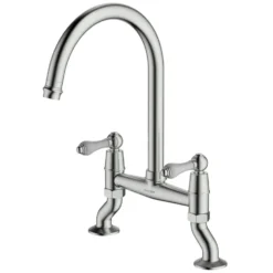 Clearwater Elegance Twin Lever Bridge Sink Mixer with Swivel Spout