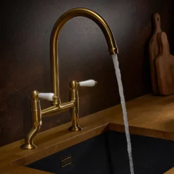 Clearwater Elegance Twin Lever Bridge Sink Mixer with Swivel Spout