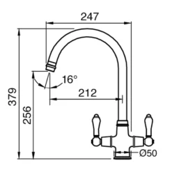 Clearwater Elegance Twin Lever Mono Sink Mixer with Swivel Spout