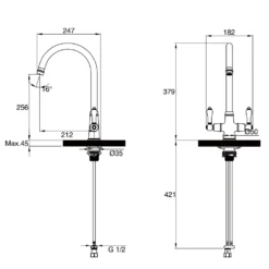 Clearwater Elegance Twin Lever Mono Sink Mixer with Swivel Spout