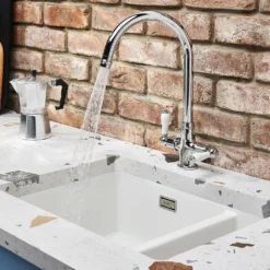 Clearwater Elegance Twin Lever Mono Sink Mixer with Swivel Spout